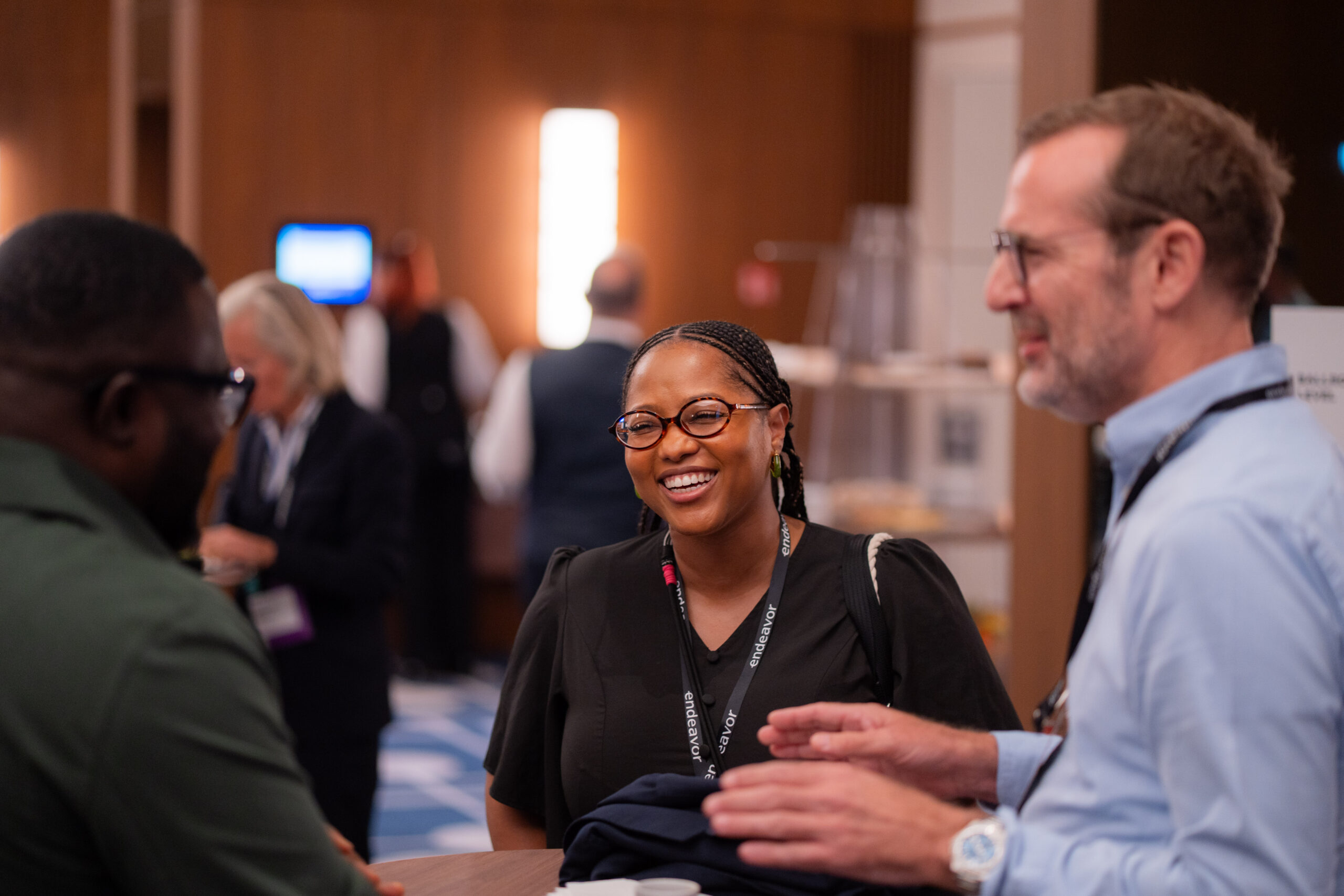 Ireayomide Oladunjoye, Desmond Koney and Christian Wessels at Endeavor's 108th ISP in Athens