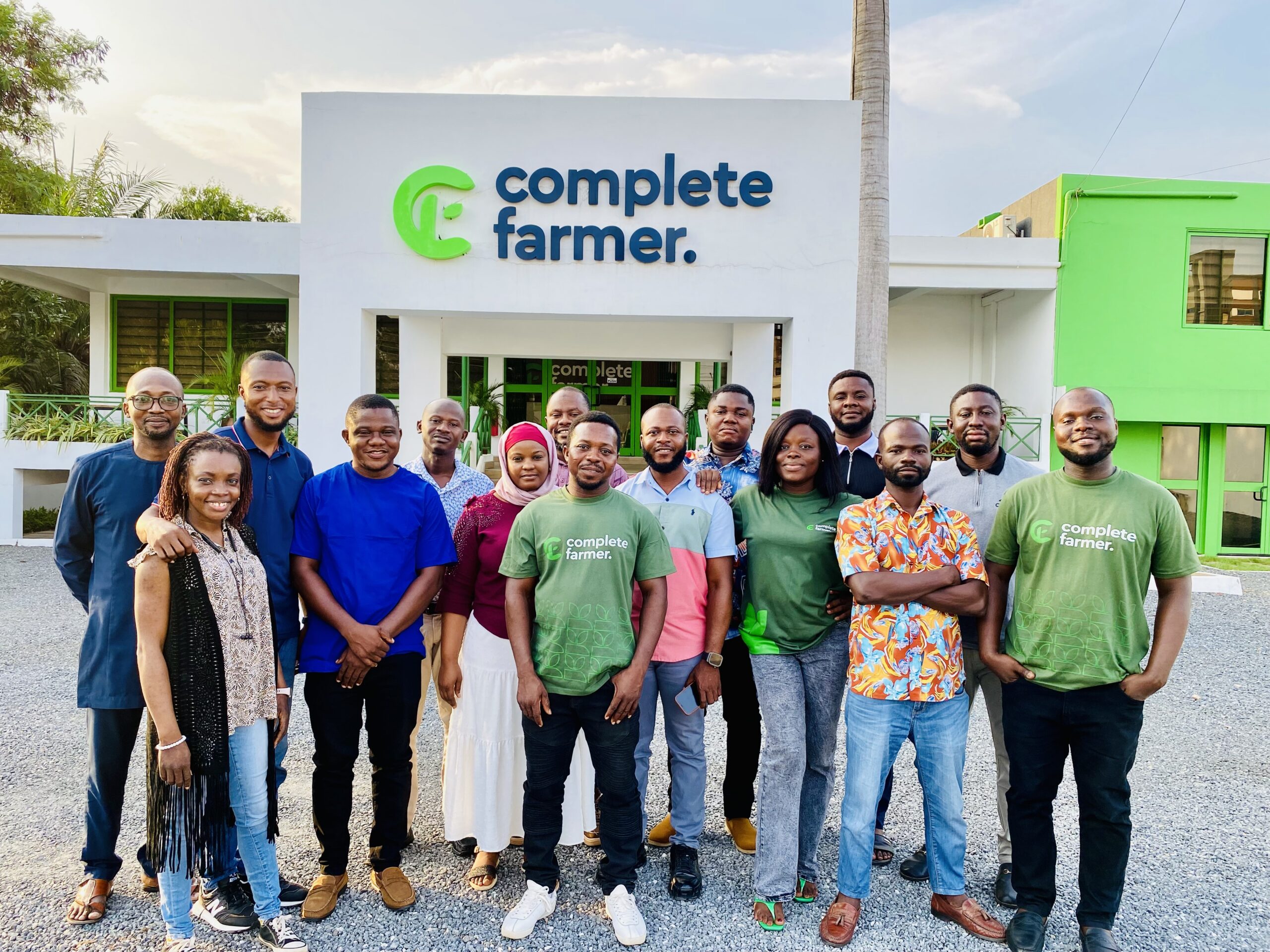 The Complete Farmer team outside the company's office